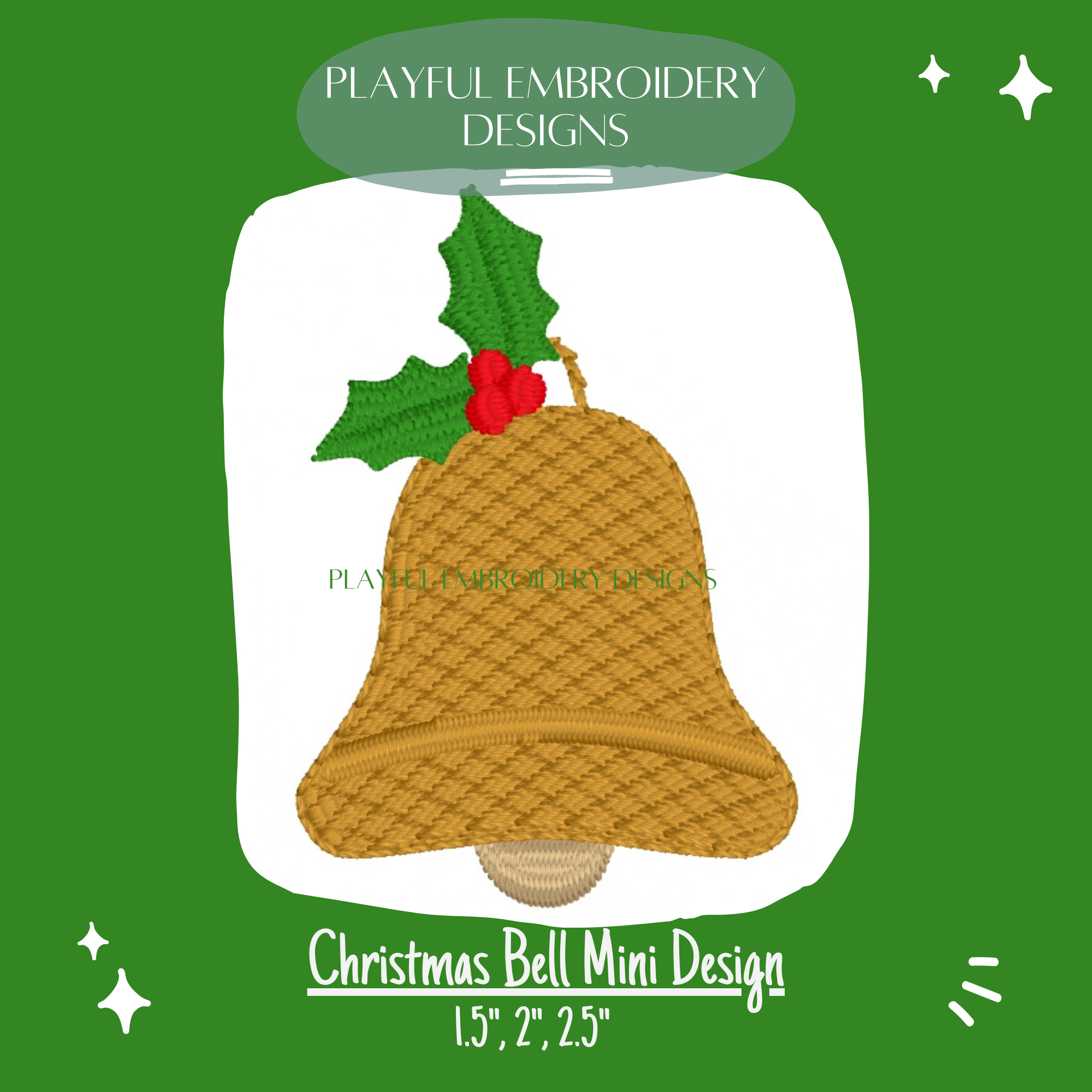 Christmas Bell Machine Embroidery Design, Mini Bell Embroidery Design, Tiny Christmas Designs for small embroidery, Digital Download