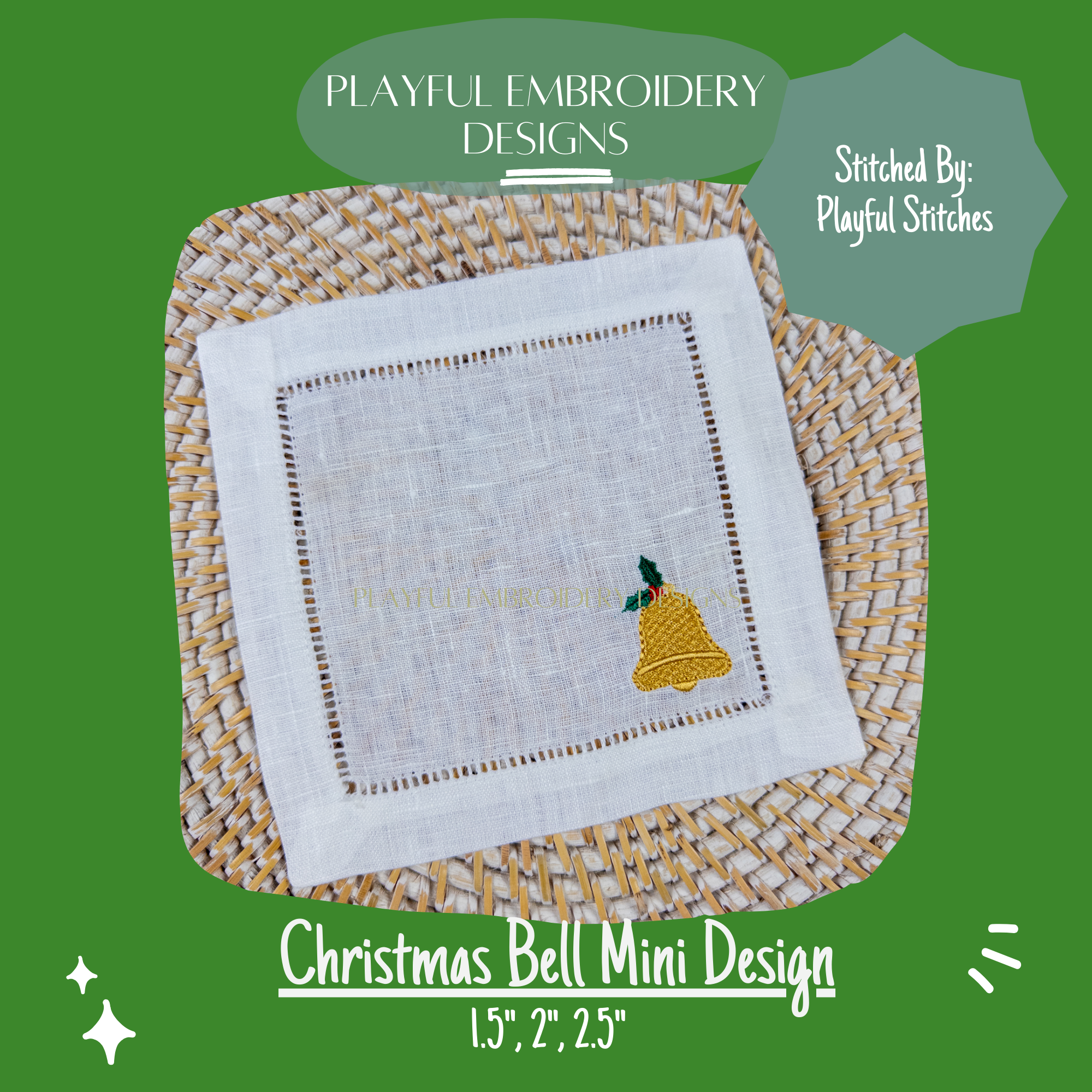 Christmas Bell Machine Embroidery Design, Mini Bell Embroidery Design, Tiny Christmas Designs for small embroidery, Digital Download