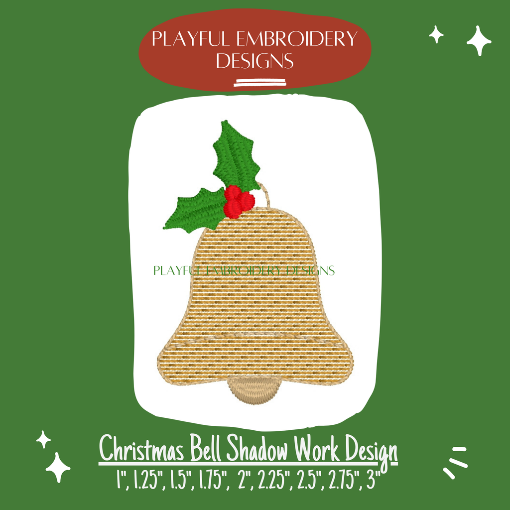 Christmas Bell Shadow Work Mini Embroidery design, Bell Shadow work Machine Embroidery Design, Digital Download