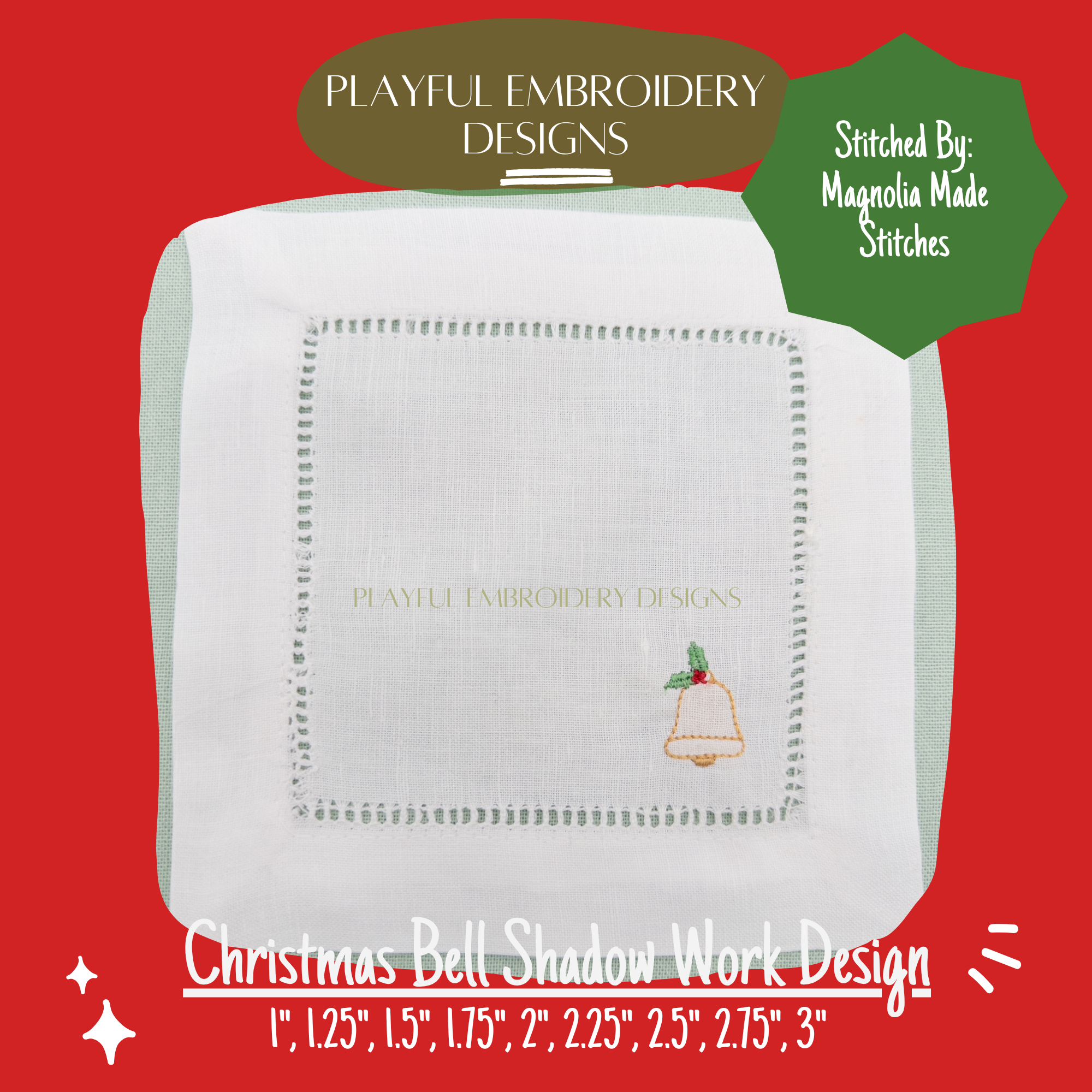 Christmas Bell Shadow Work Mini Embroidery design, Bell Shadow work Machine Embroidery Design, Digital Download