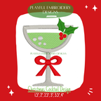 Christmas Cocktail Design Machine Embroidery Design, Cocktail Embroidery Design, Cocktail Mini Design with Christmas Holly, Digital Download