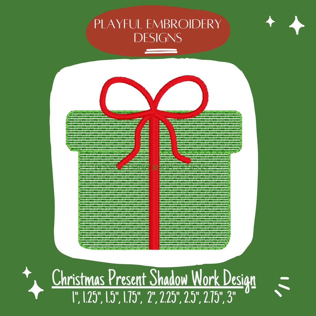 Christmas Present Shadow Work Mini Embroidery design, Present Shadow work Machine Embroidery Design, Digital Download