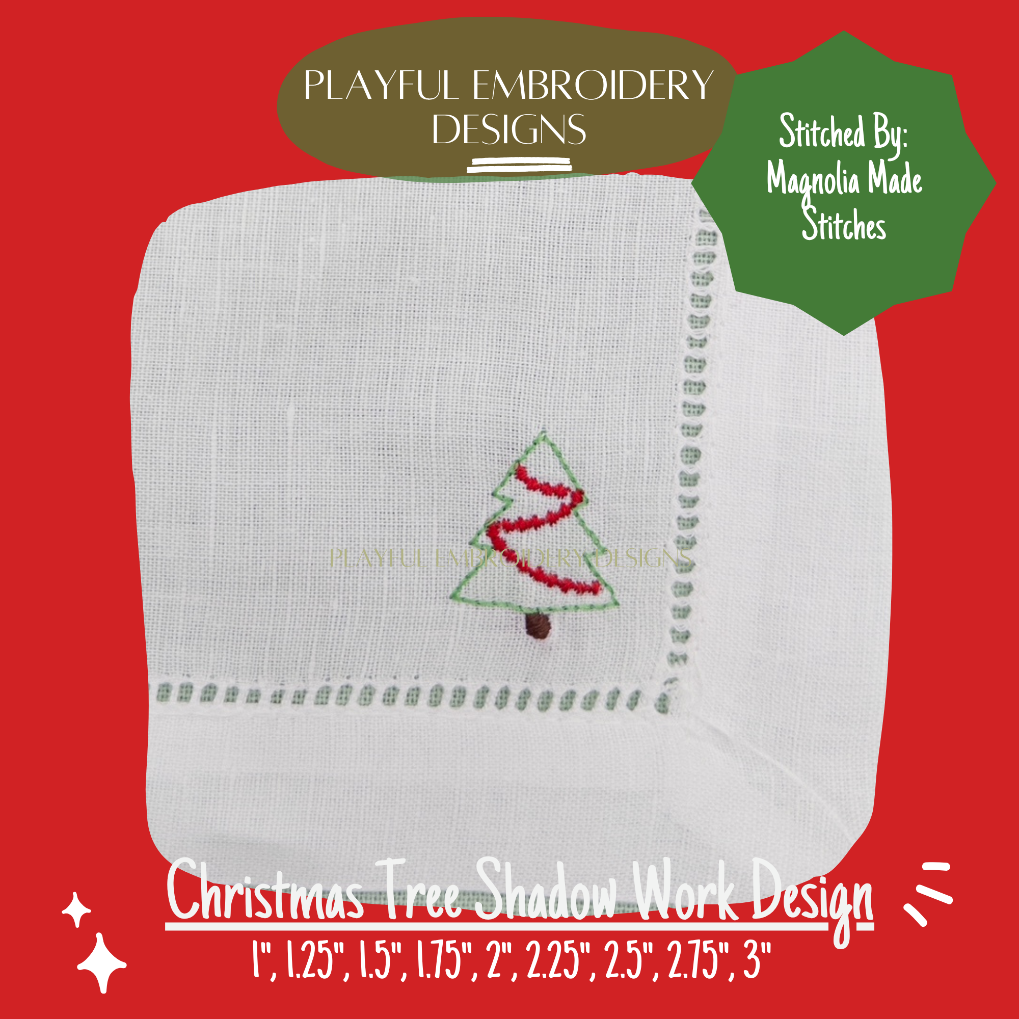 Christmas Tree Shadow Work Mini Embroidery design, Tree Shadow work Machine Embroidery Design, Digital Download