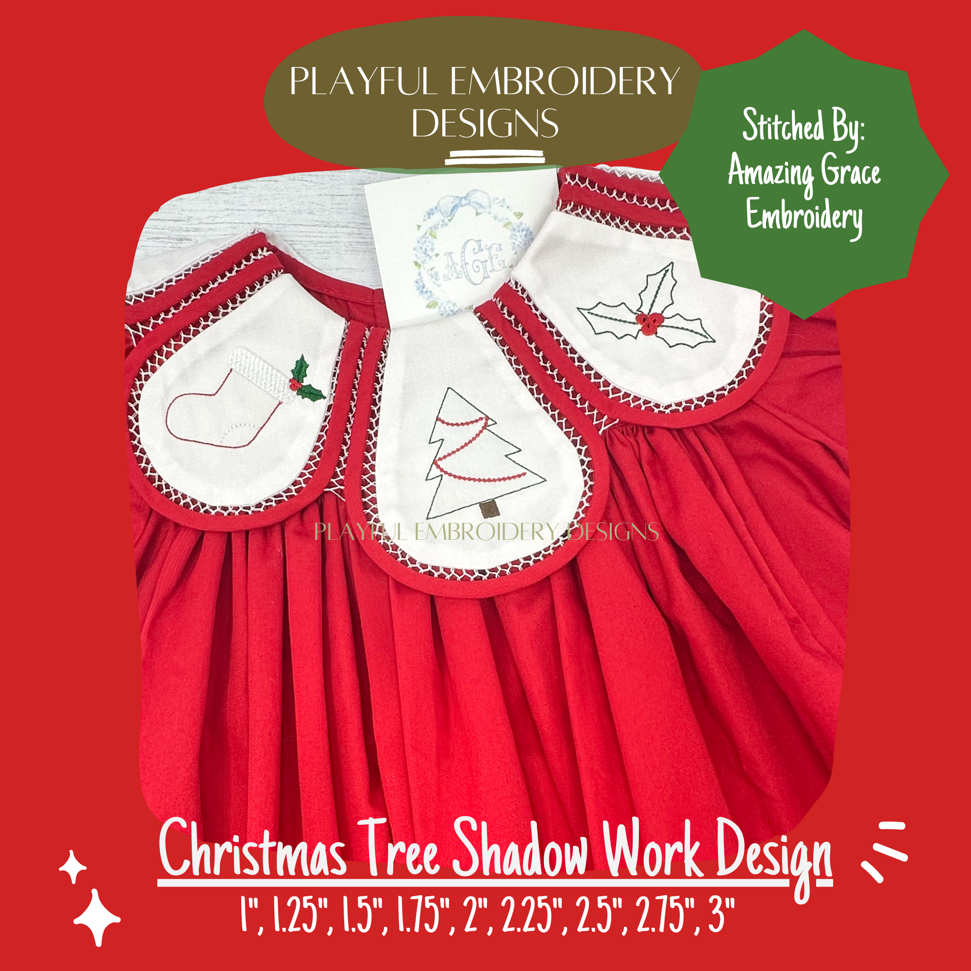 Christmas Tree Shadow Work Mini Embroidery design, Tree Shadow work Machine Embroidery Design, Digital Download