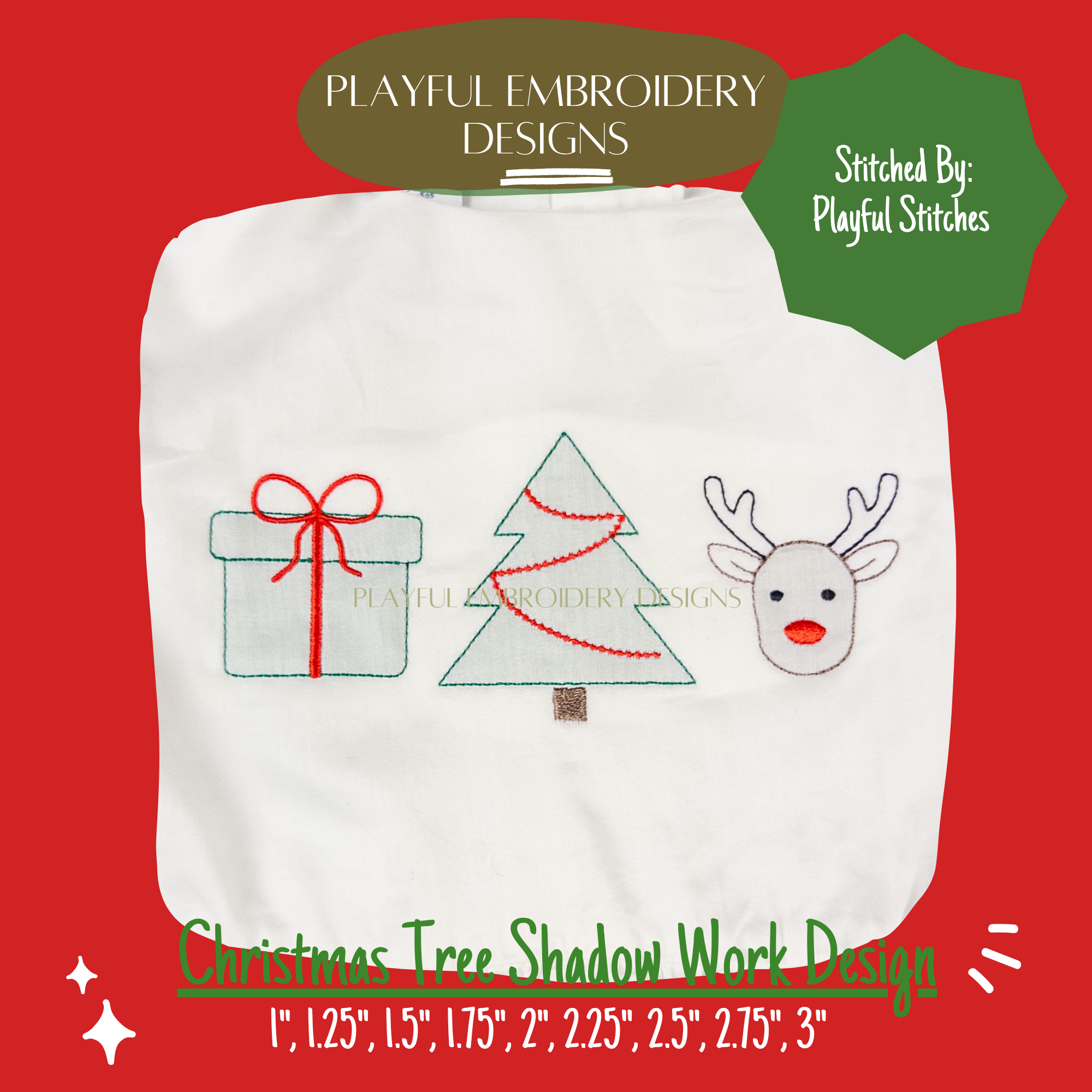 Christmas Tree Shadow Work Mini Embroidery design, Tree Shadow work Machine Embroidery Design, Digital Download