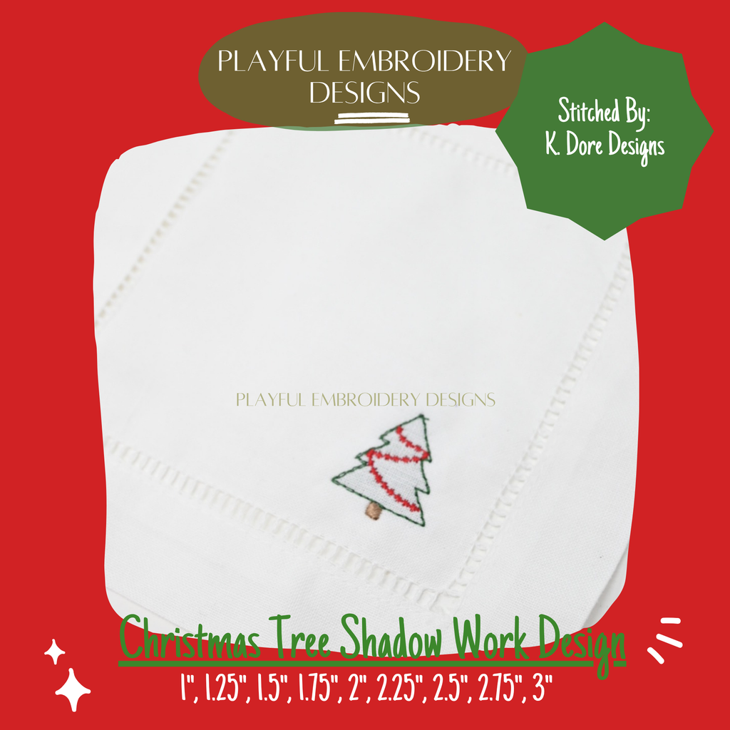 Christmas Tree Shadow Work Mini Embroidery design, Tree Shadow work Machine Embroidery Design, Digital Download