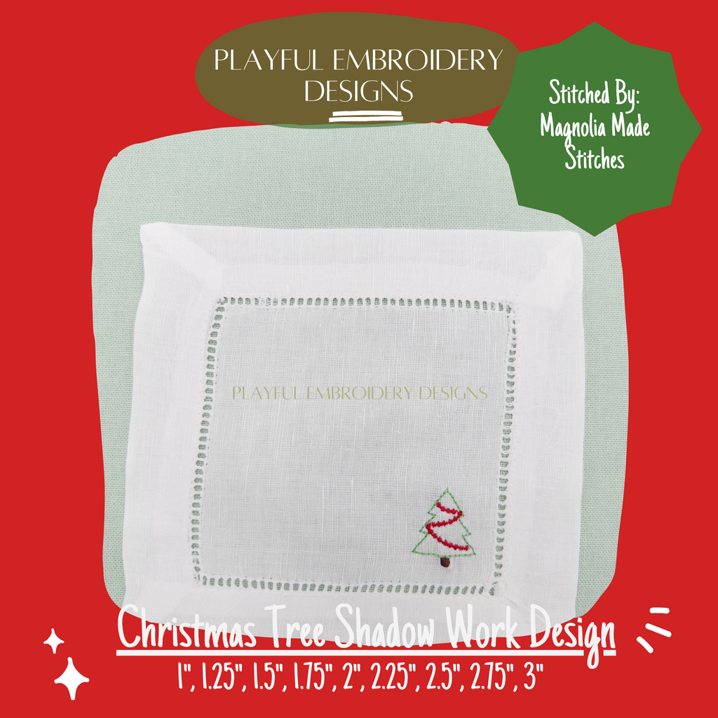 Christmas Tree Shadow Work Mini Embroidery design, Tree Shadow work Machine Embroidery Design, Digital Download