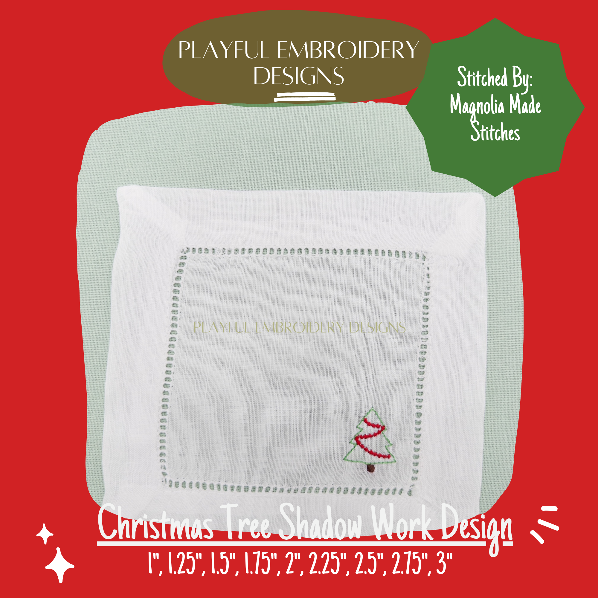 Christmas Tree Shadow Work Mini Embroidery design, Tree Shadow work Machine Embroidery Design, Digital Download