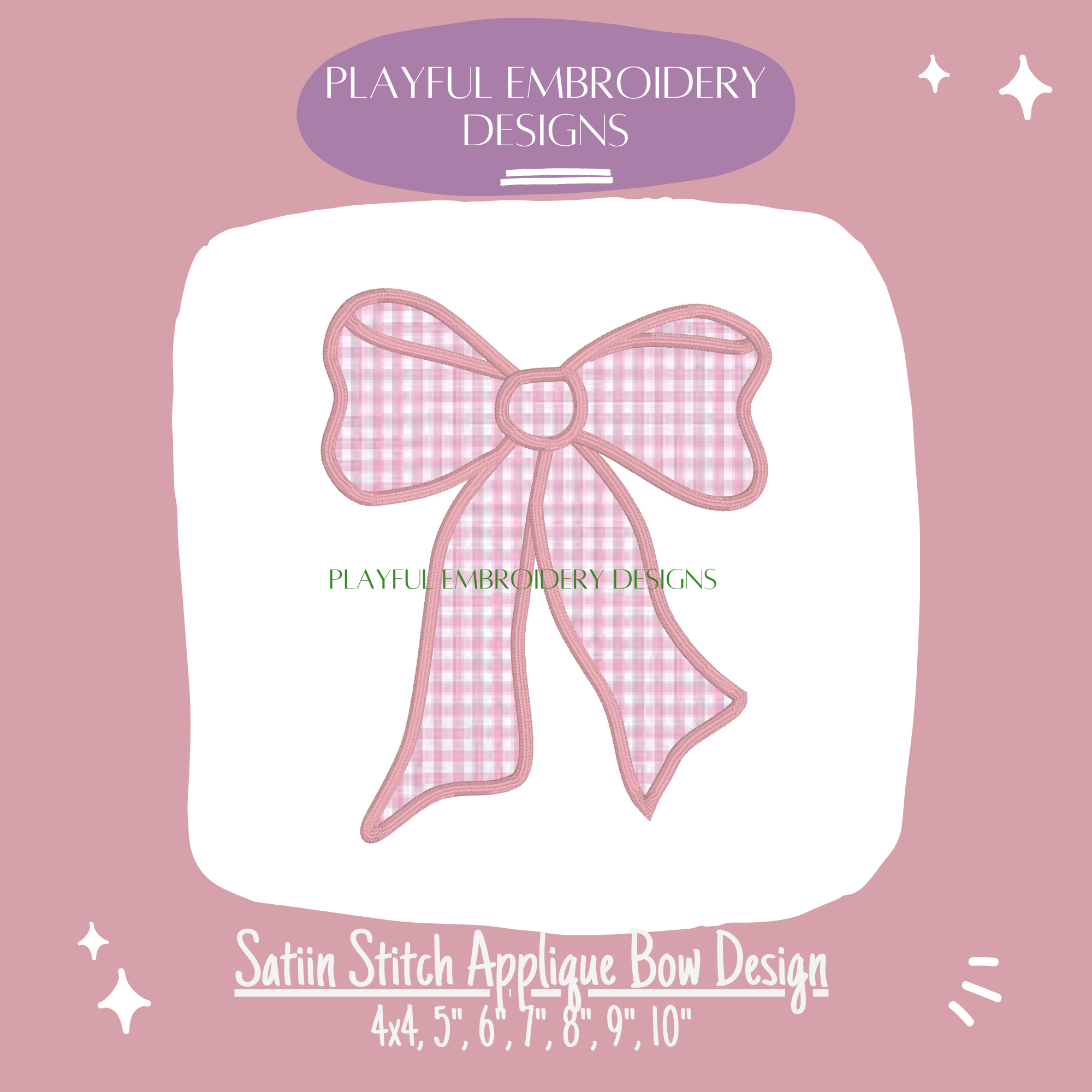 Satin Stitch Applique Bow Design for Machine Embroidery, Coquette Bow Applique Design, Digital Download