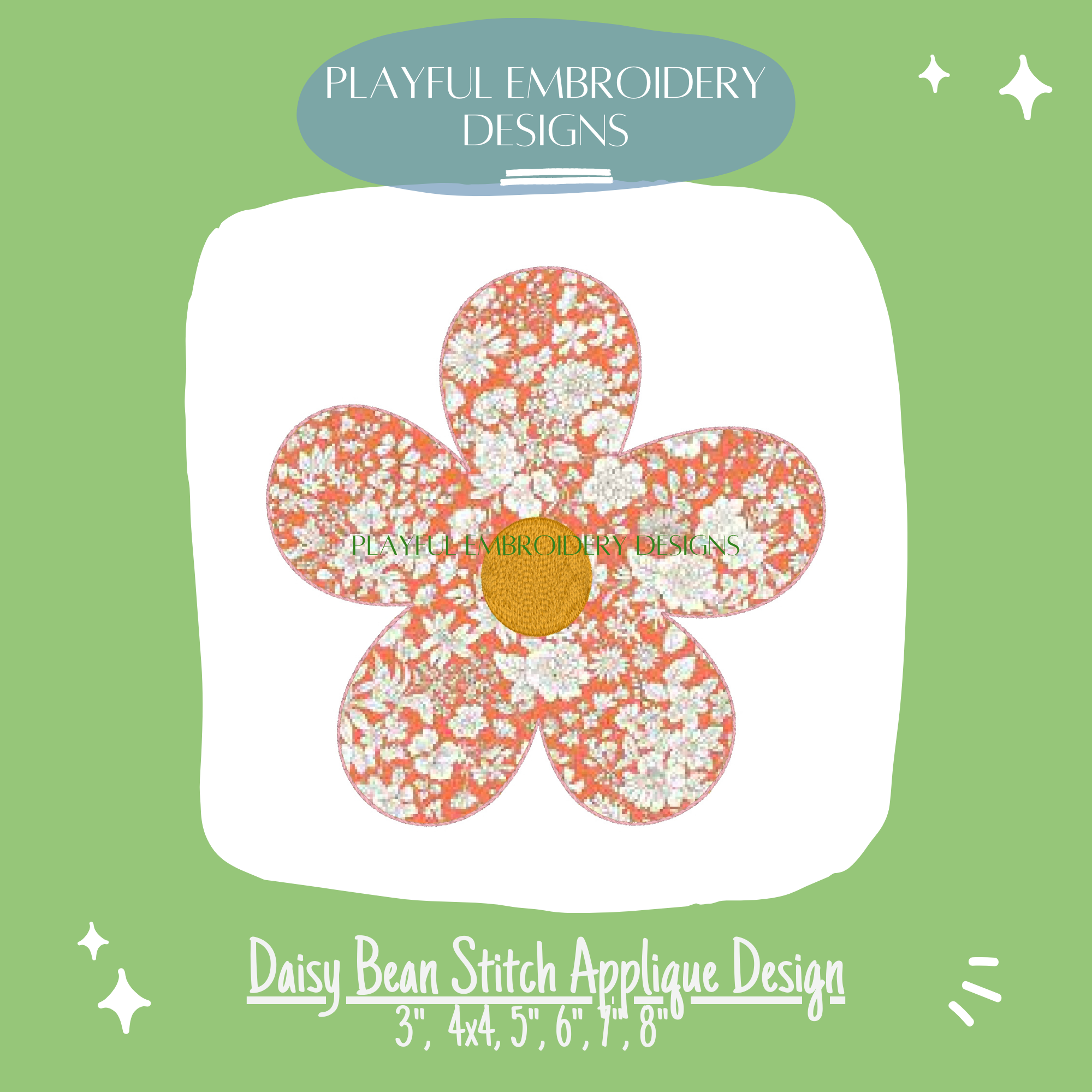Daisy Bean Stitch Applique Embroidery Design (Digital Download)