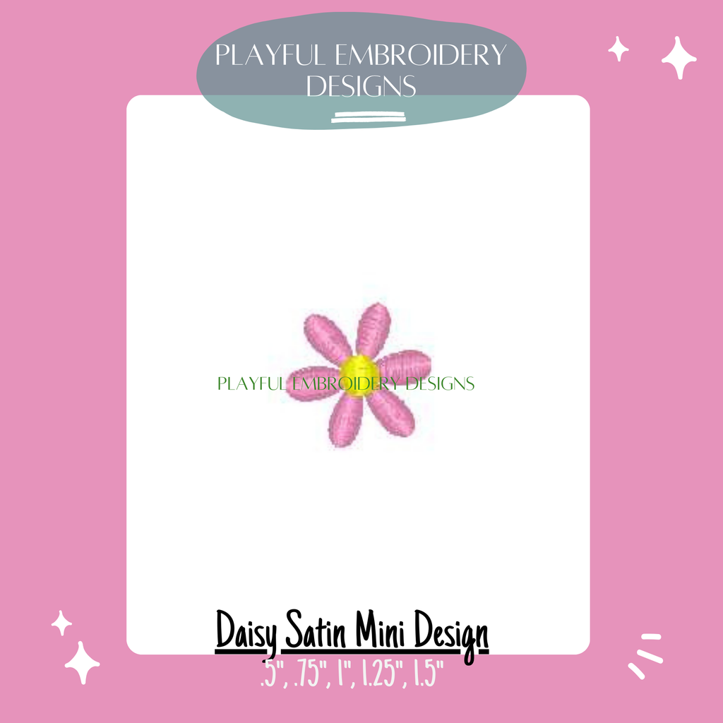 Daisy Mini Machine Embroidery Design, Satin Stitch Daisy Flower Mini Design for Machine Embroidery