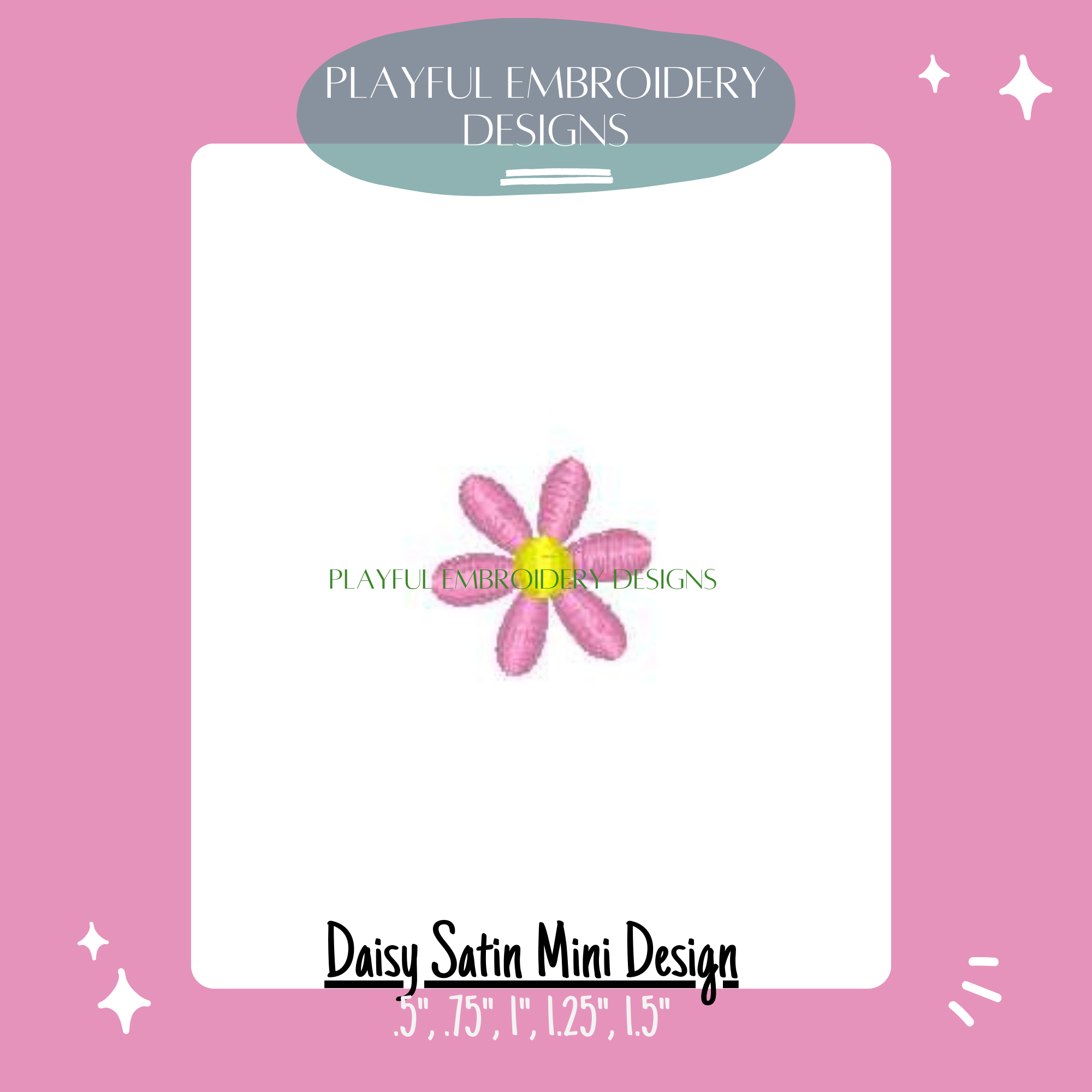 Daisy Mini Machine Embroidery Design, Satin Stitch Daisy Flower Mini Design for Machine Embroidery