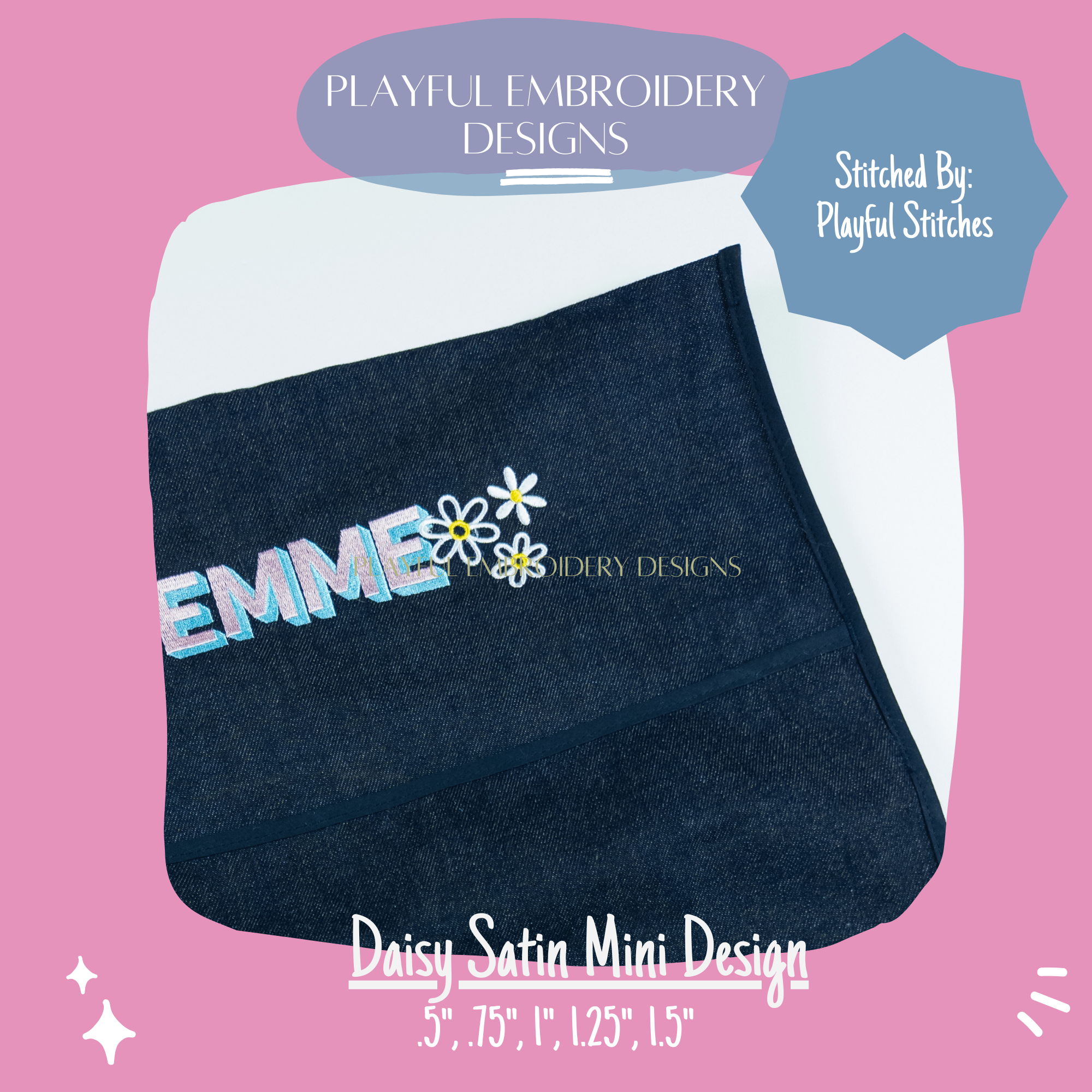 Daisy Mini Machine Embroidery Design, Satin Stitch Daisy Flower Mini Design for Machine Embroidery