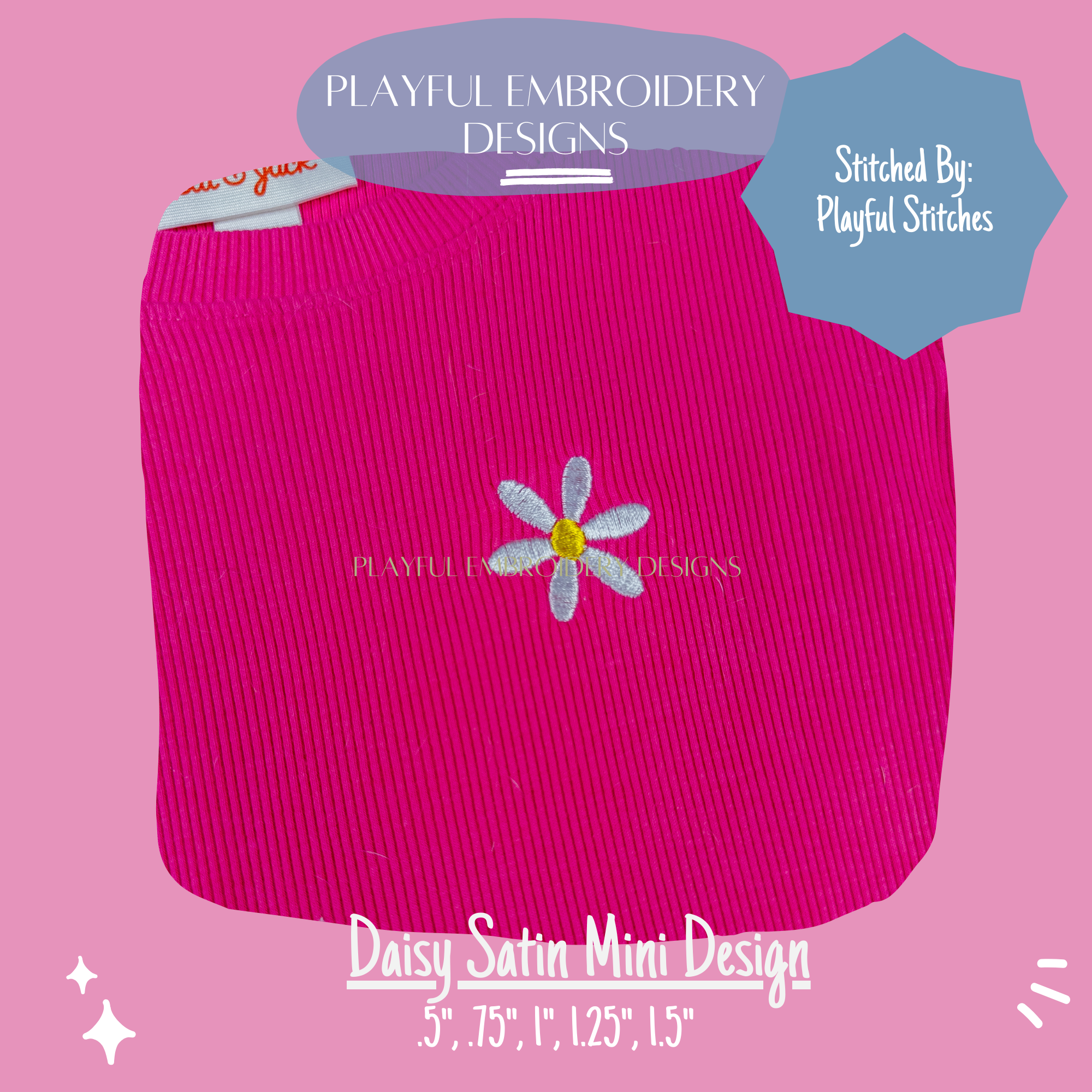 Daisy Mini Machine Embroidery Design, Satin Stitch Daisy Flower Mini Design for Machine Embroidery