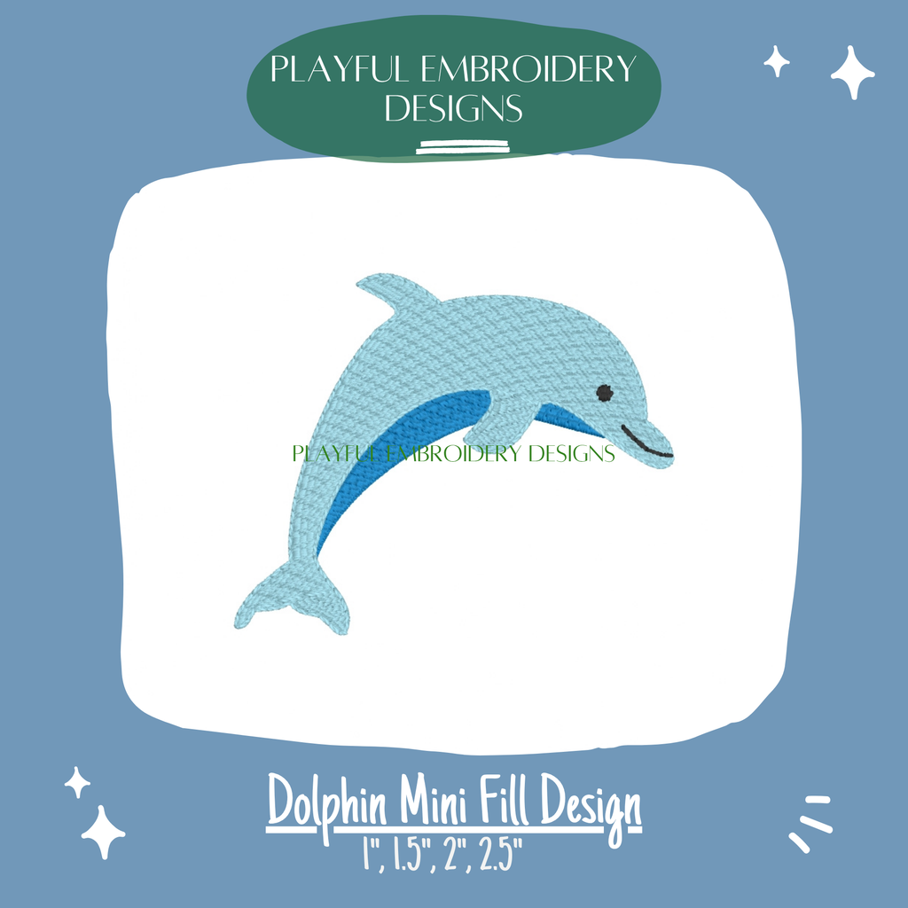 Dolphin Mini Fill Design for Machine Embroidery (Digital Download)