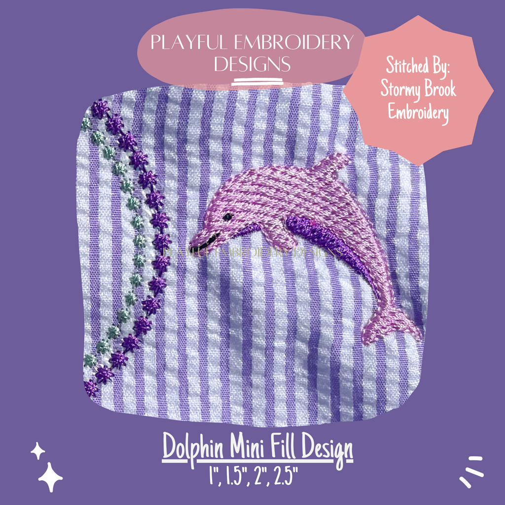 Dolphin Mini Fill Design for Machine Embroidery (Digital Download)