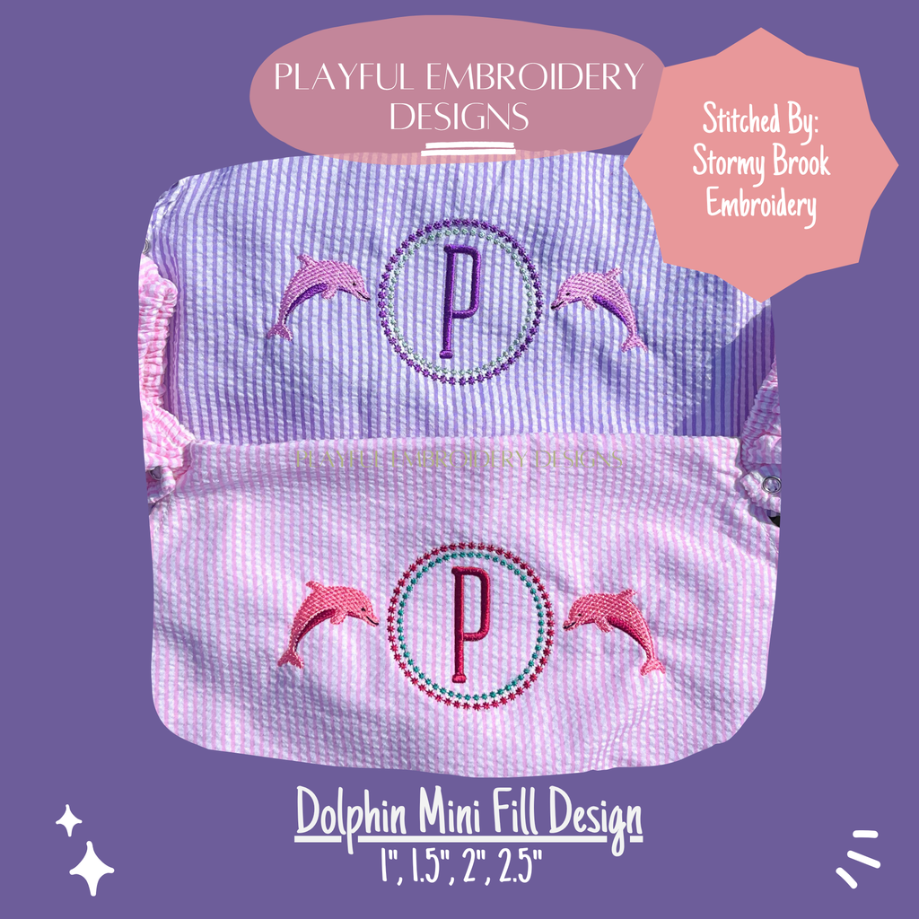 Dolphin Mini Fill Design for Machine Embroidery (Digital Download)
