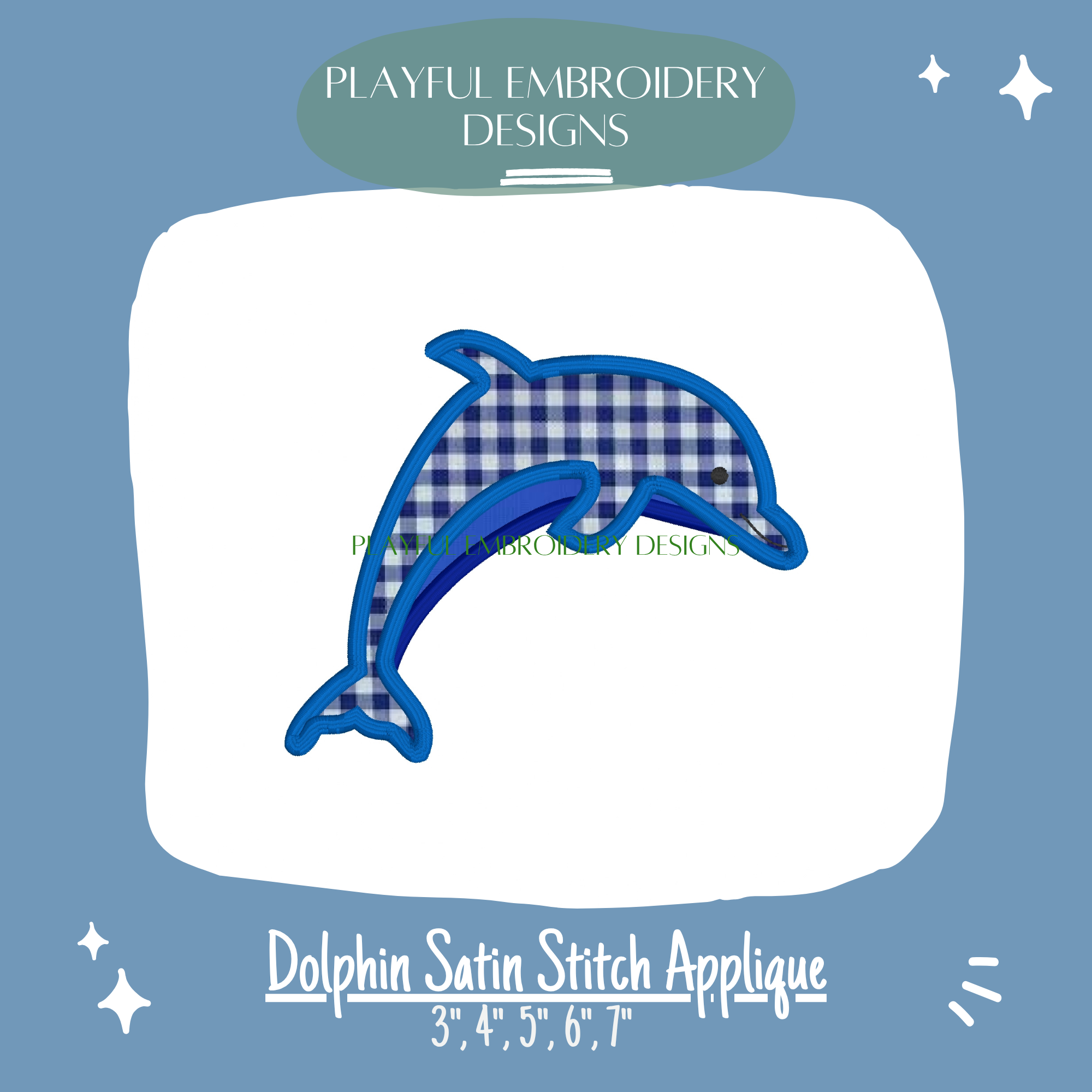 Dolphin Satin Stitch Applique Design for Machine Embroidery (Digital Download)