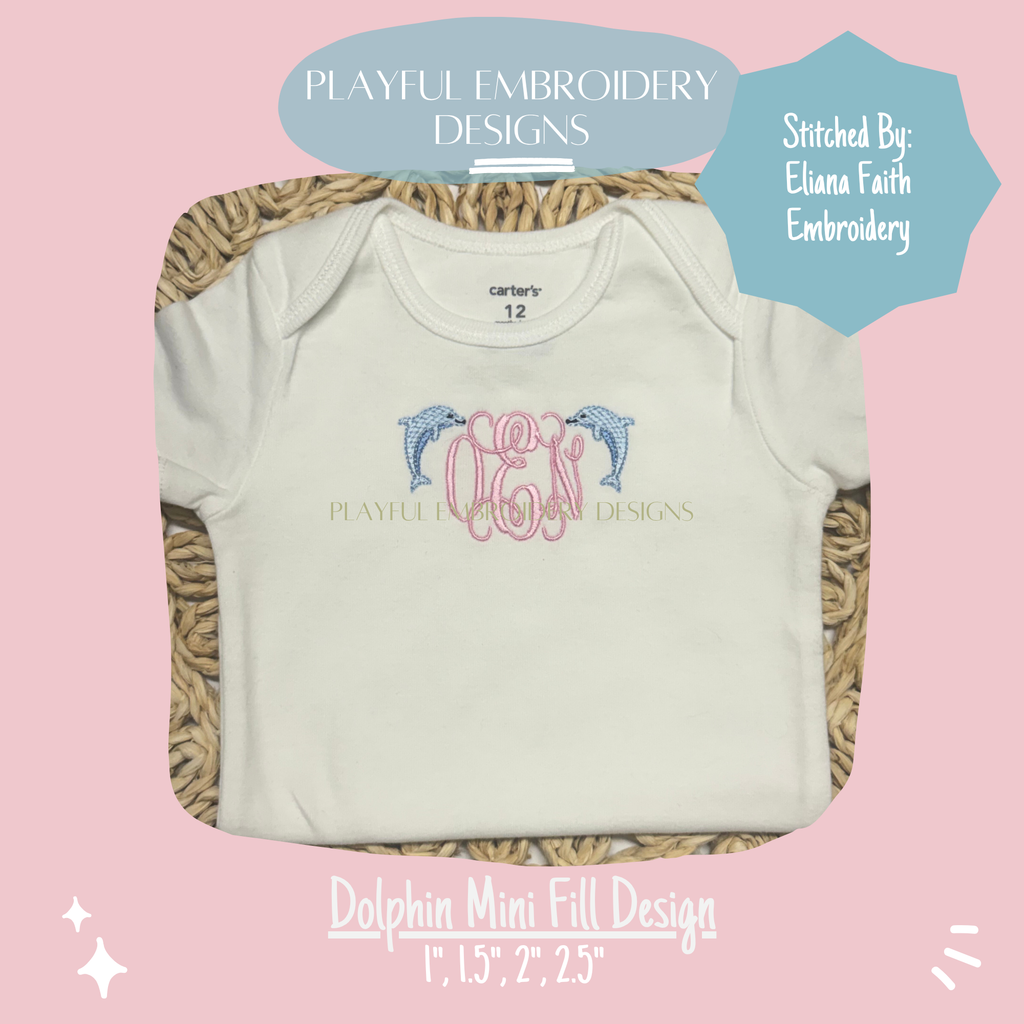 Dolphin Mini Fill Design for Machine Embroidery (Digital Download)