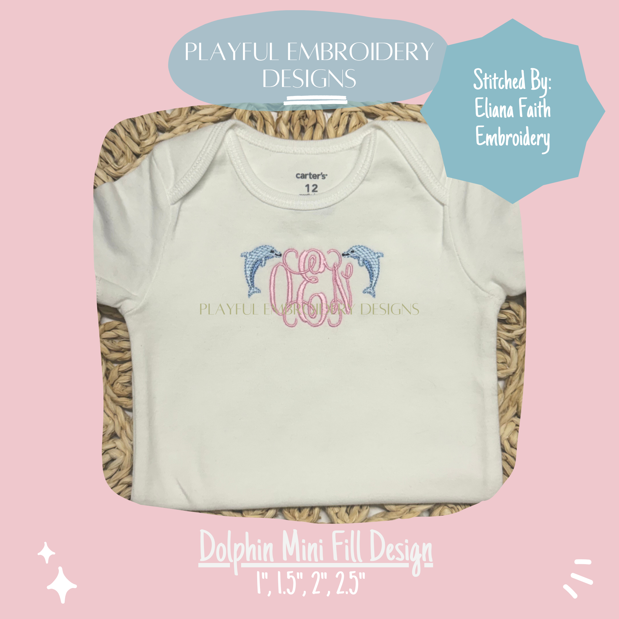 Dolphin Mini Fill Design for Machine Embroidery (Digital Download)