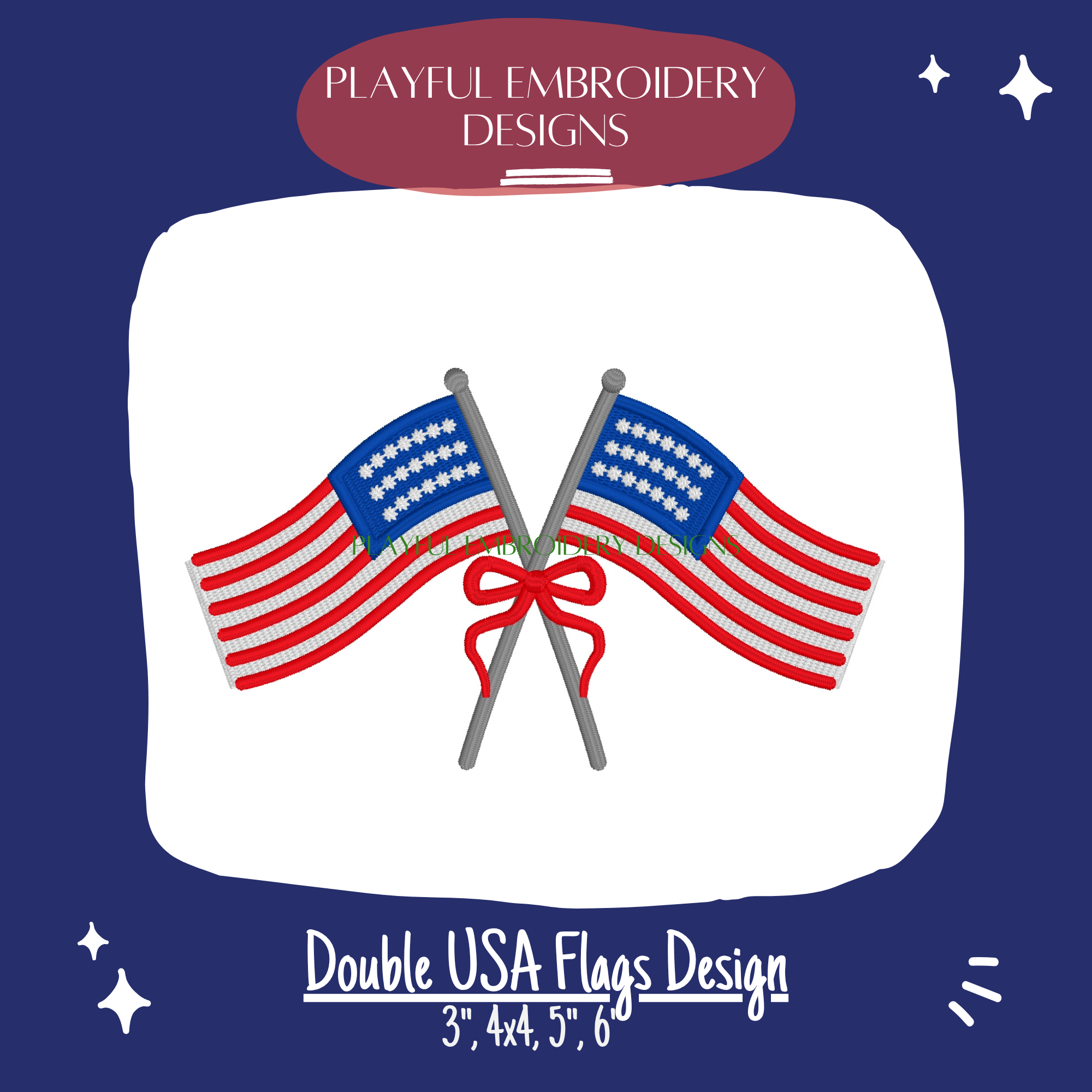 USA Flag Machine Embroidery Design (Digital Download)
