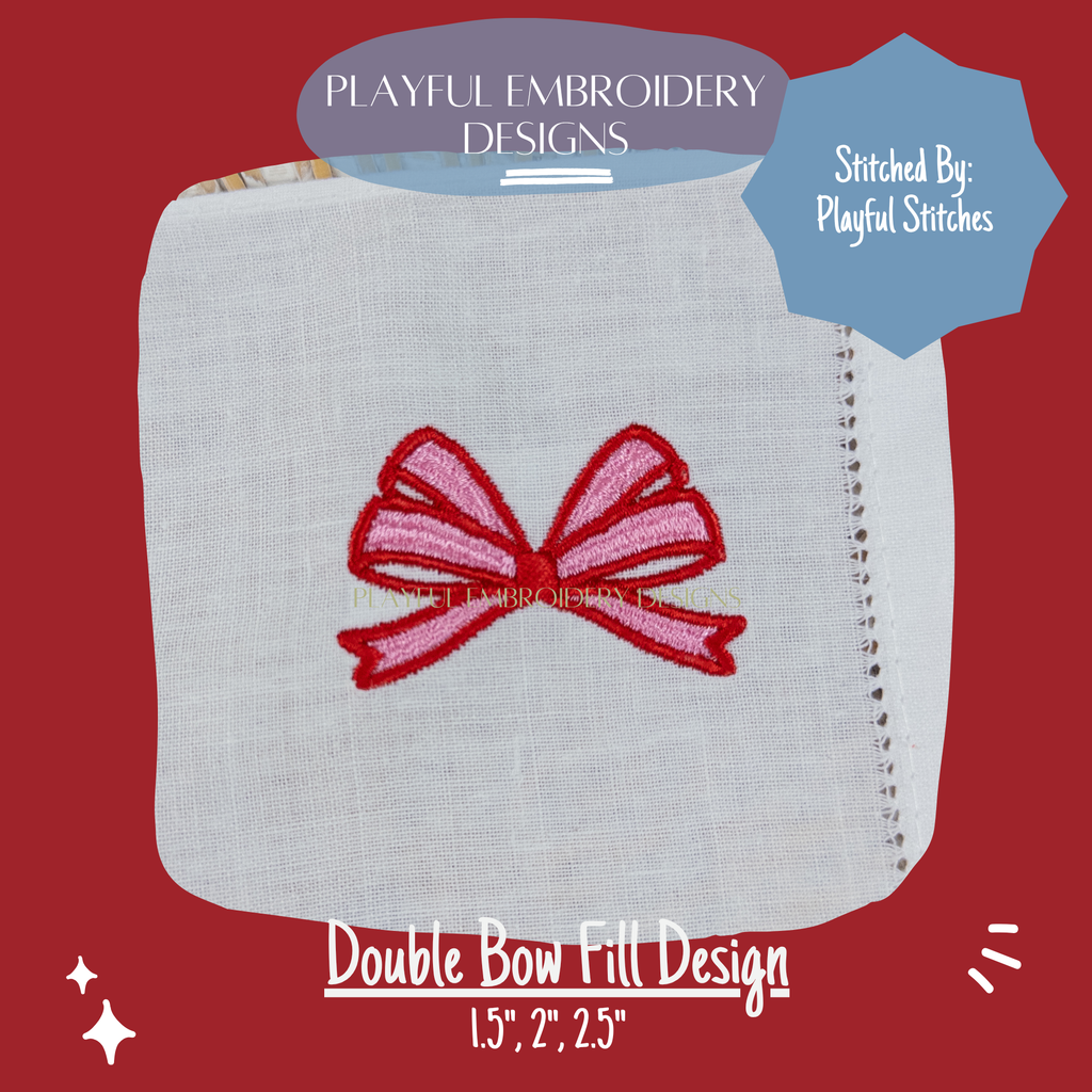 Mini Bow Machine Embroidery Design, Mini Fill Stitch Bow with Satin Stitch edging, Bow Mini Design, Digital Download