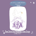Dove Monogram Frame machine embroidery design, Bean Stitch Dove Baby Embroidery Design, Digital Download