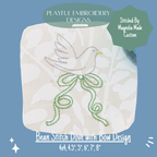 Dove with bow machine embroidery design, Bean Stitch Dove Baby Embroidery Design, Digital Download