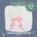 Satin Stitch Dove with Bow Machine Embroidery Design, Baby Girl Embroidery Design, Digital Download
