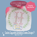 Easter Egg with Greenery Monogram Frame Embroidery Design (Digital File)