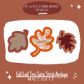 Fall Leaf Satin Stitch Applique Trio Machine Embroidery Design (Digital Download)