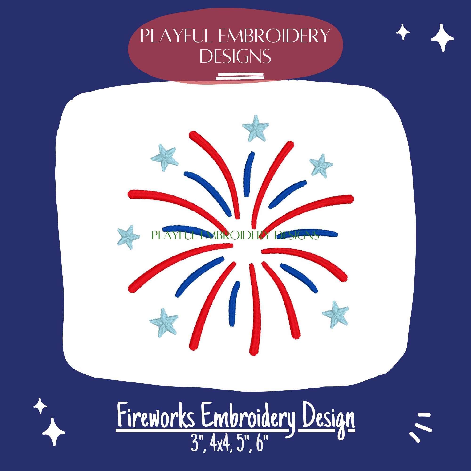 Fireworks Machine Embroidery Design (Digital File)