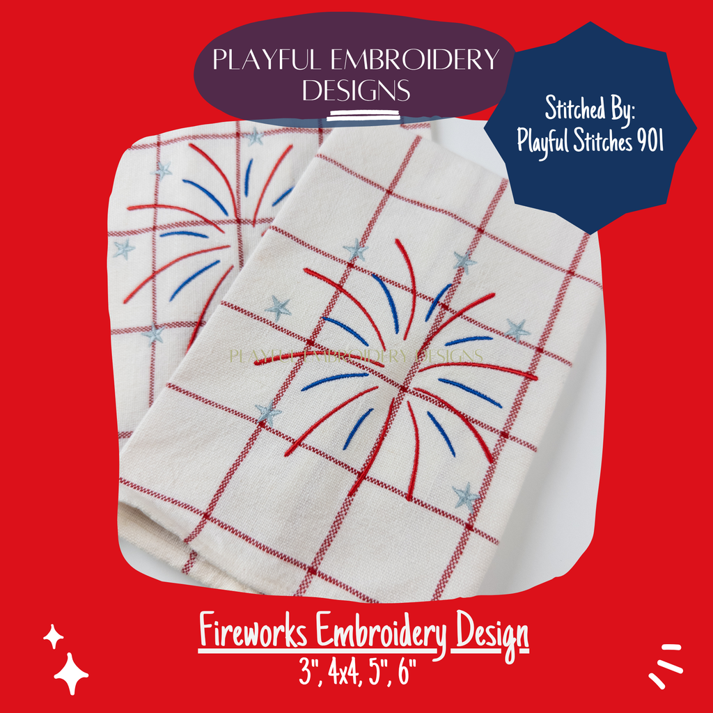 Fireworks Machine Embroidery Design (Digital File)
