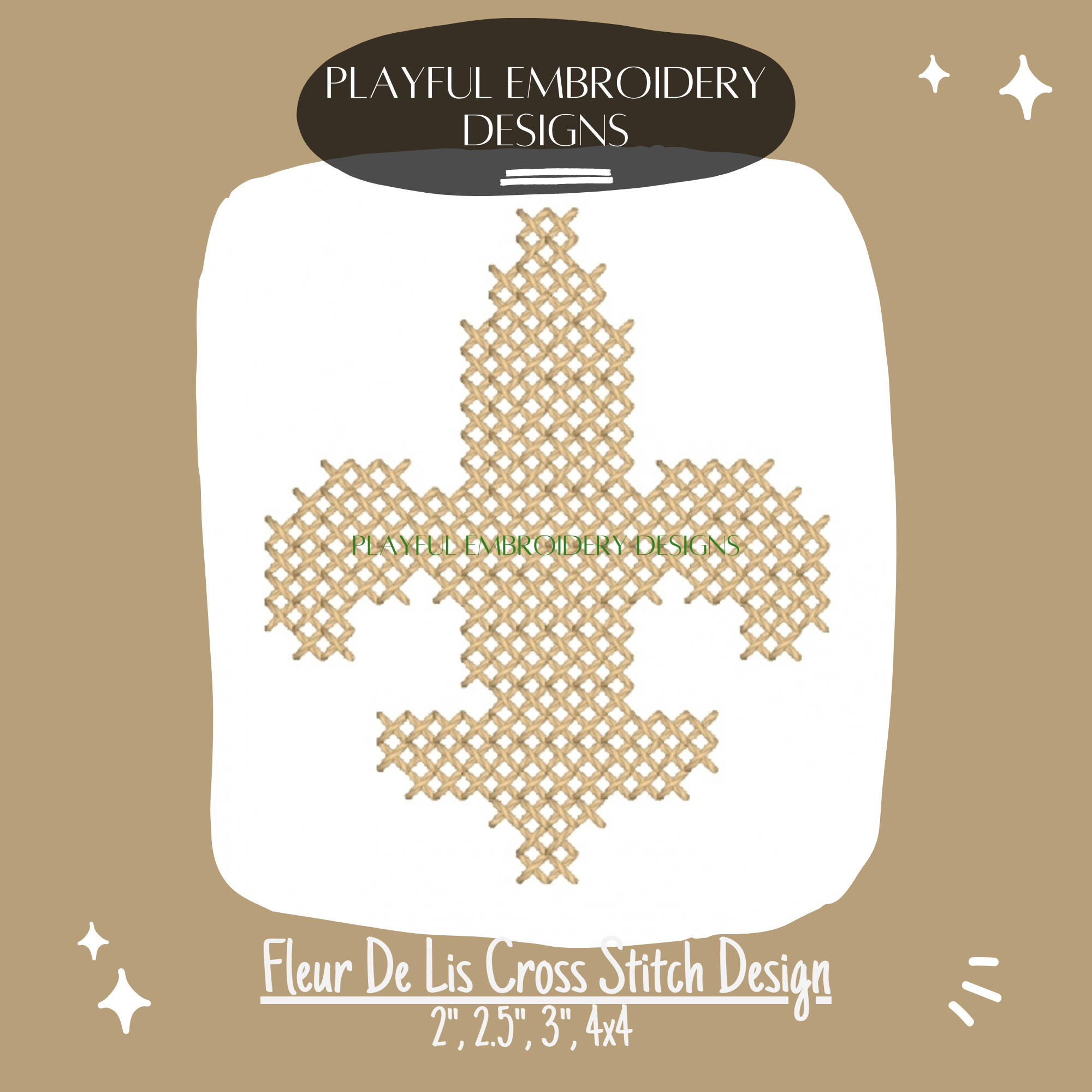 Fleur de Lis Cross Stitch Machine Embroidery Design (Digital Download)