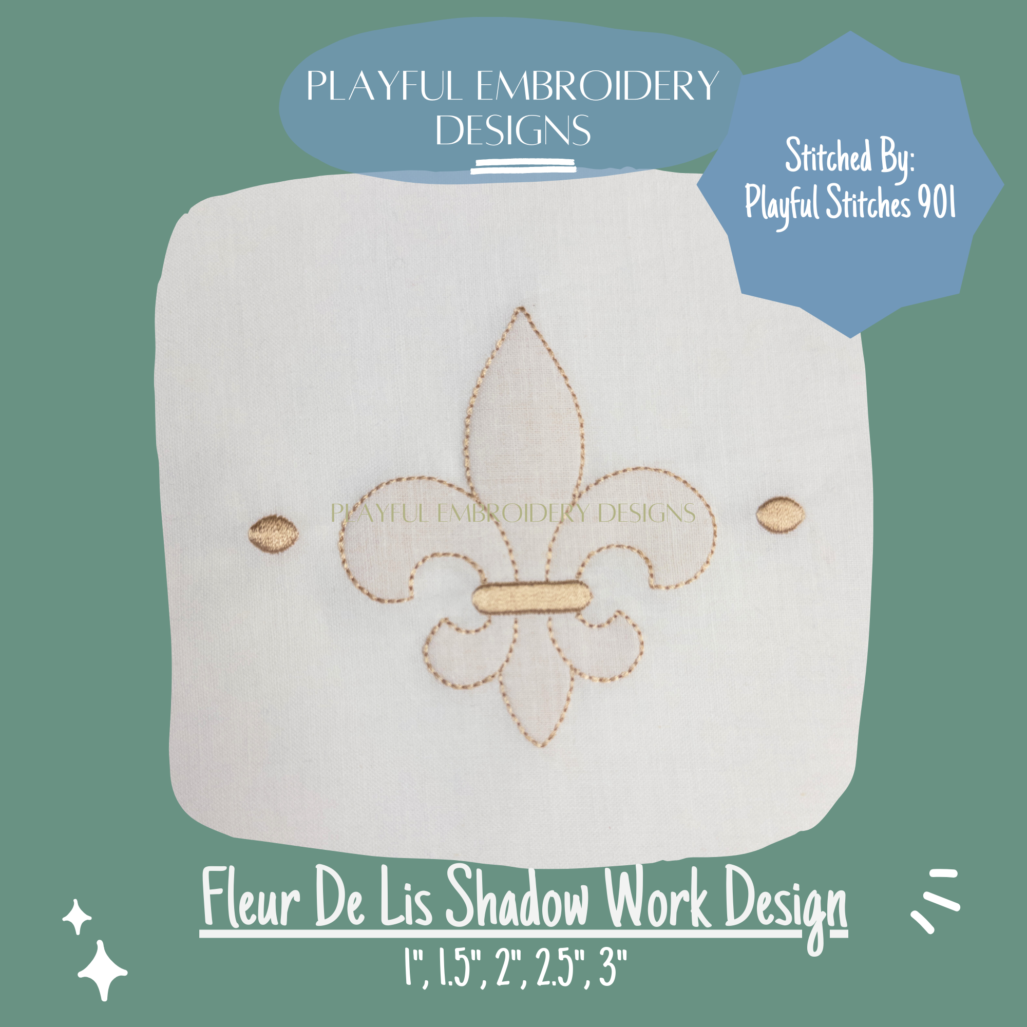 Fleur de Lis Shadow Work Machine Embroidery Design, Fleur Shadow Design for Machine Embroidery (Digital Download)