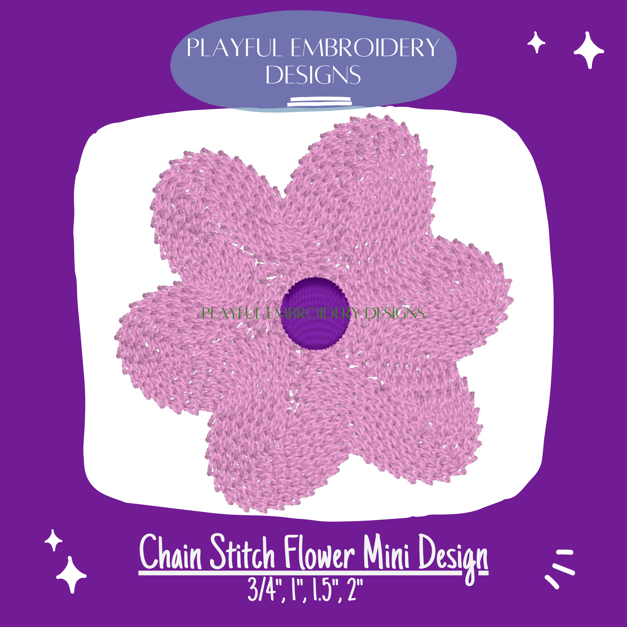 Daisy Mini Machine Embroidery Design: Chain Stitch Flower (Digital Download)