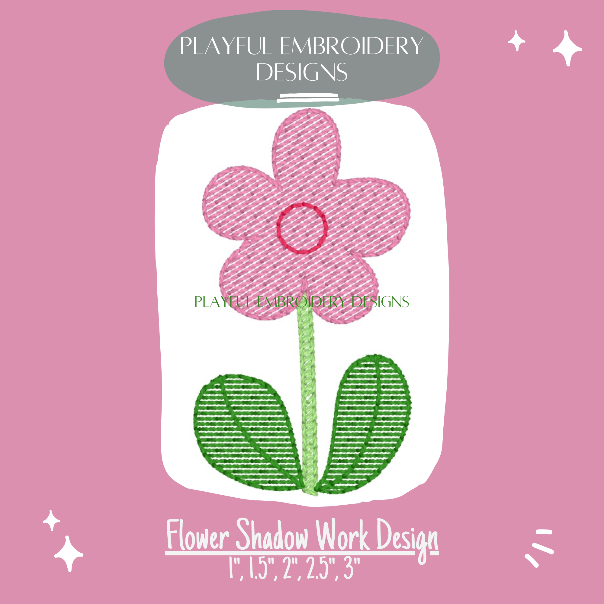 Flower Shadow Work Design for Machine Embroidery (Digital Download)