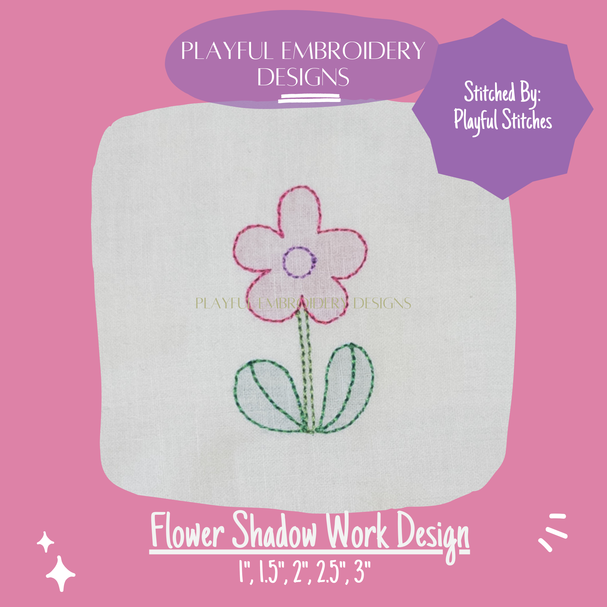 Flower Shadow Work Design for Machine Embroidery (Digital Download)