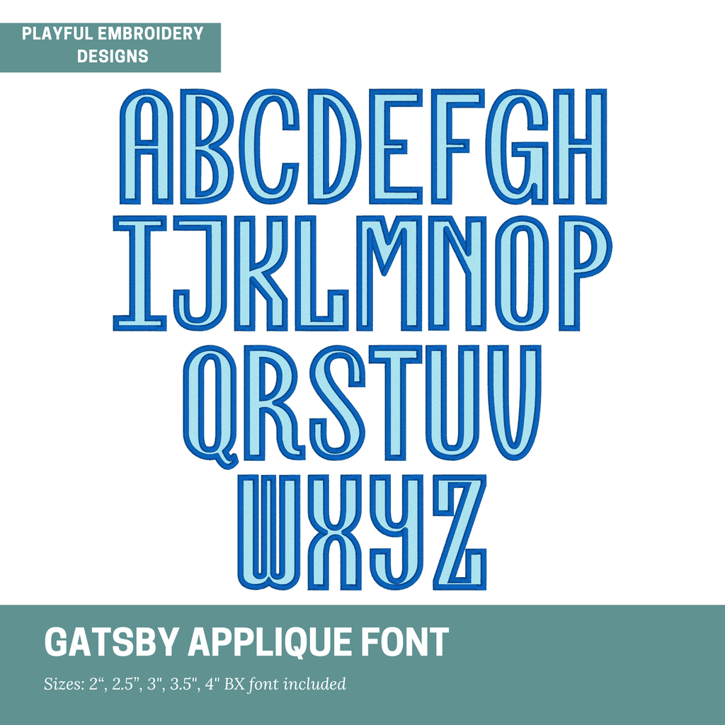 Block Applique Monogram, Gatsby Satin Stitch Embroidery Font (Digital Download)