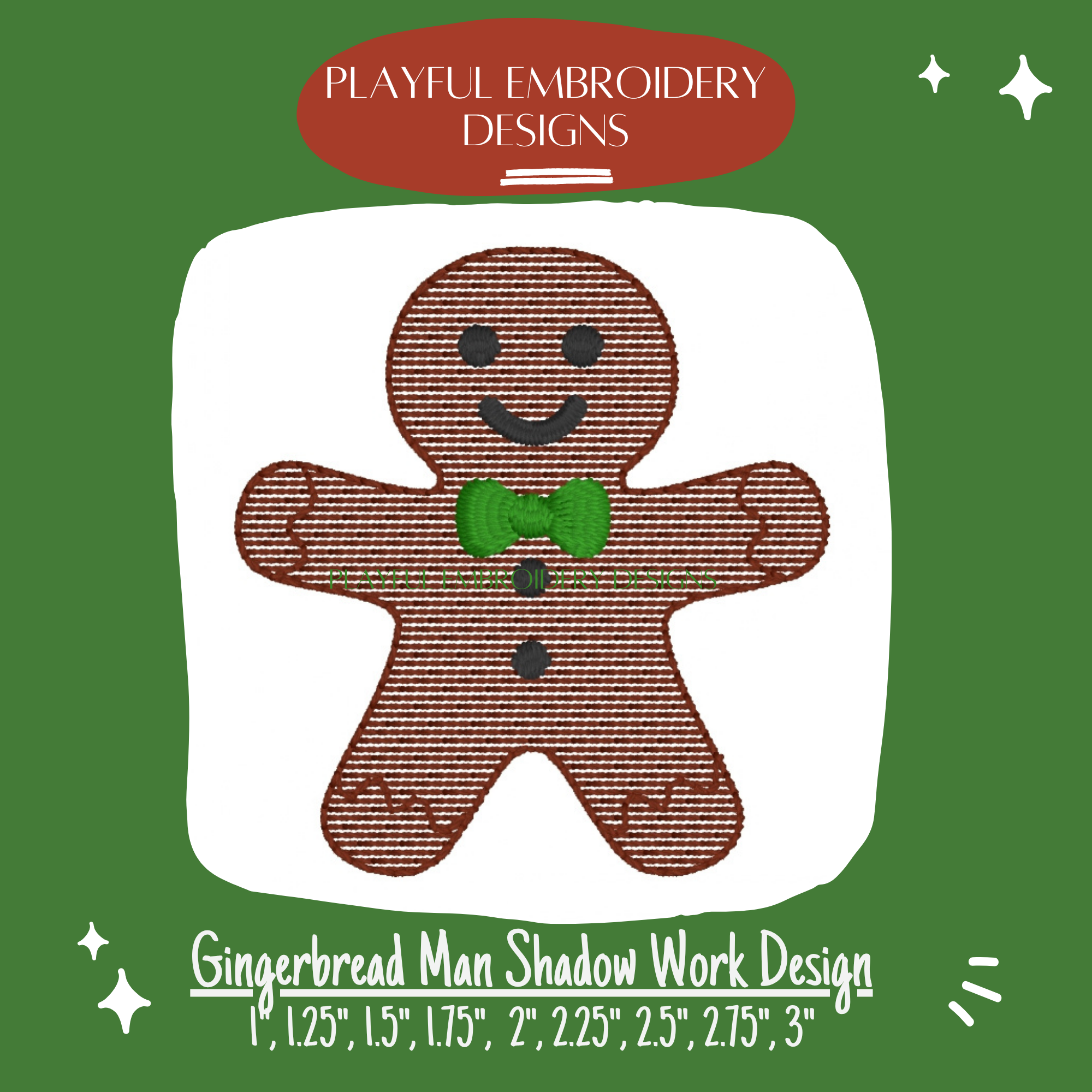 Gingerbread Man Shadow Work Mini Embroidery design, Gingerbread Man Shadow work Machine Embroidery Design, Digital Download