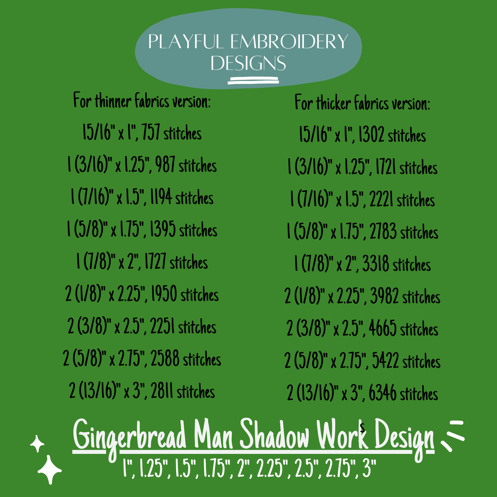 Gingerbread Man Shadow Work Mini Embroidery design, Gingerbread Man Shadow work Machine Embroidery Design, Digital Download