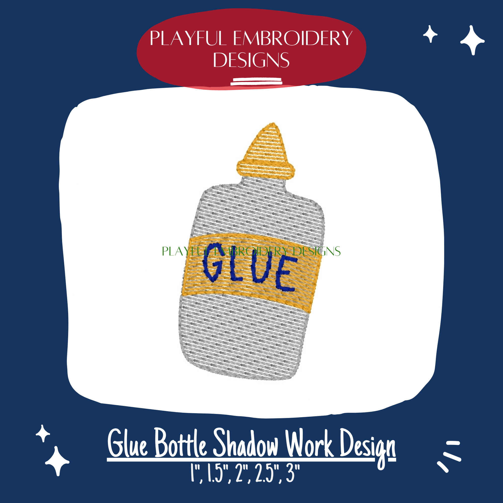 Glue Bottle Shadow Work Mini Embroidery design (Digital Download)
