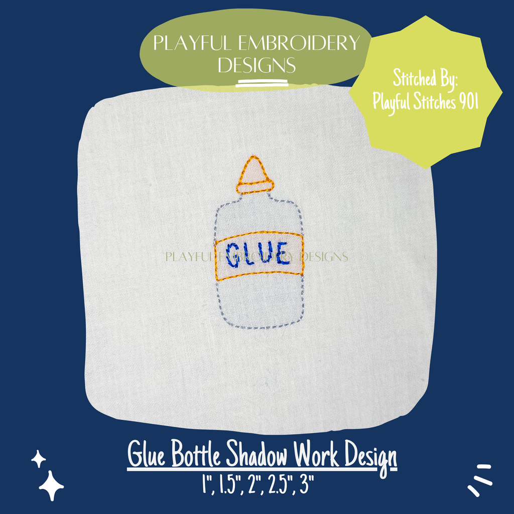 Glue Bottle Shadow Work Mini Embroidery design (Digital Download)