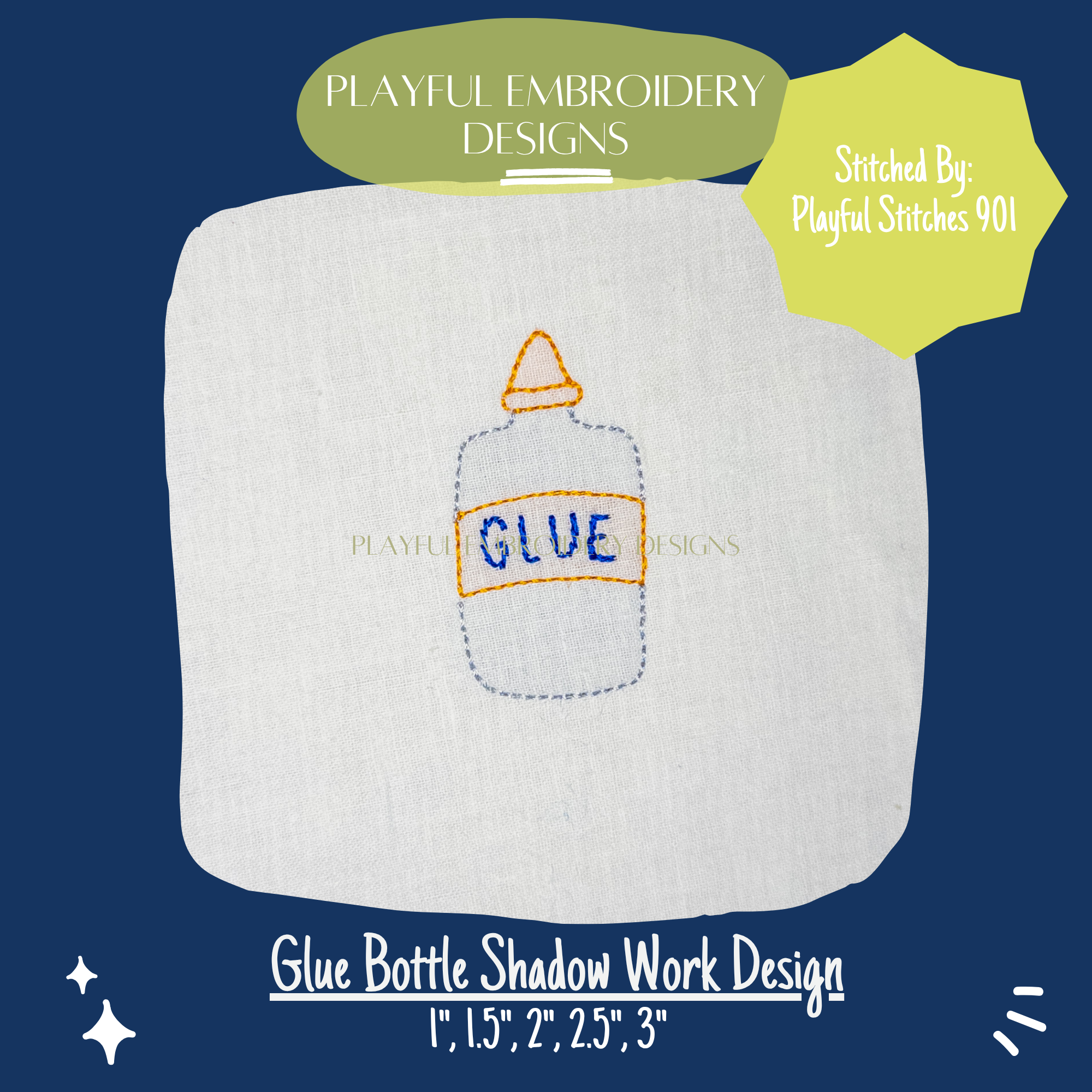 Glue Bottle Shadow Work Mini Embroidery design (Digital Download)