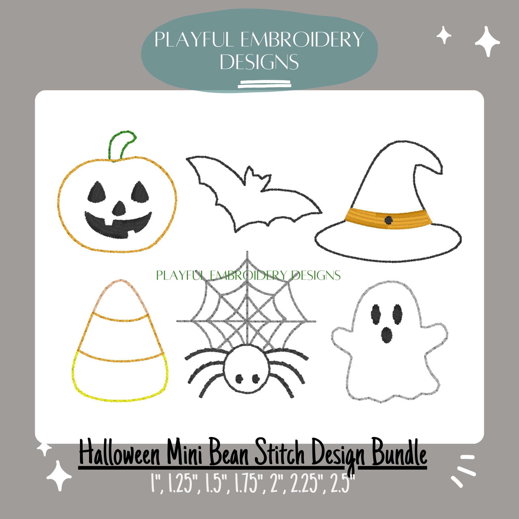 Halloween Mini Bundle Machine Embroidery Design, Bundle of Halloween Bean Stitch Designs for Machine Embroidery, Candy Corn Design