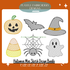 Halloween Mini Sketch Bundle Machine Embroidery Design, Bundle of Halloween Mini Sketch Designs for Machine Embroidery, Ghost Mini