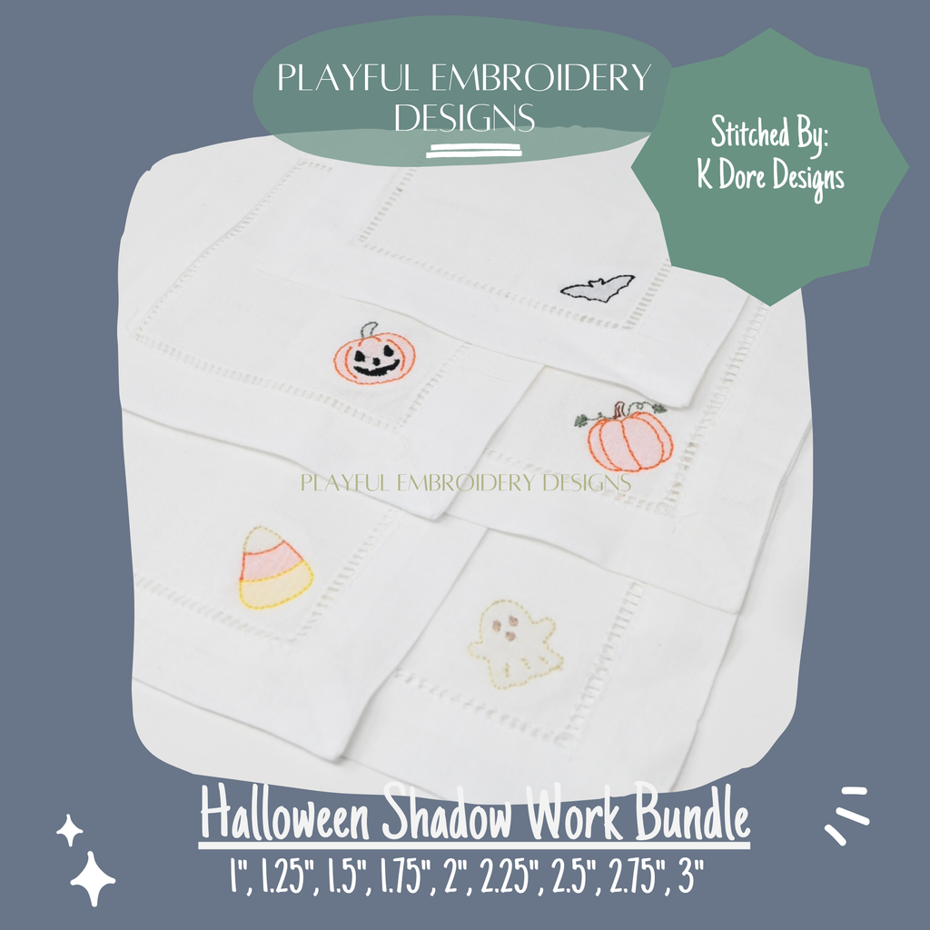 Halloween Mini Shadow Work Bundle for Machine Embroidery Design, Halloween Mini Shadow Work Design, Mini Bundle for Shadowwork