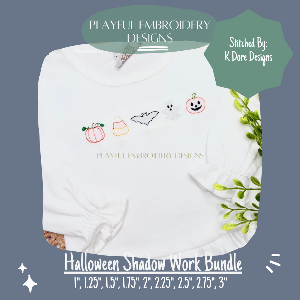 Halloween Mini Shadow Work Bundle for Machine Embroidery Design, Halloween Mini Shadow Work Design, Mini Bundle for Shadowwork