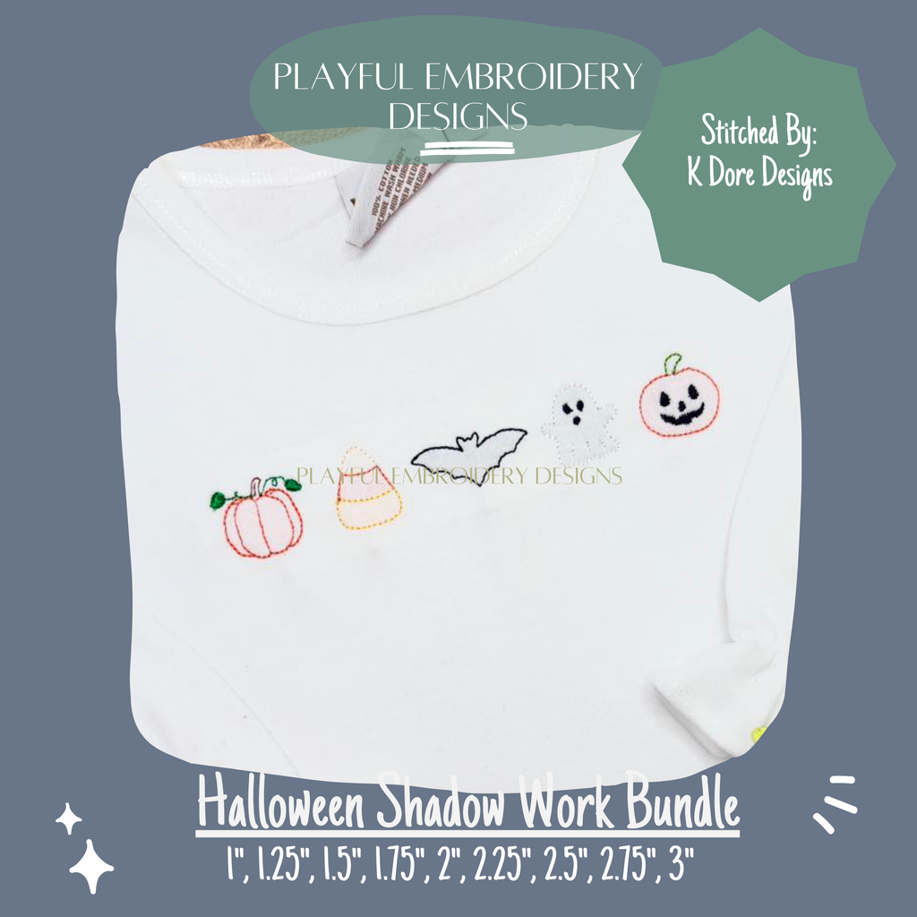 Halloween Mini Shadow Work Bundle for Machine Embroidery Design, Halloween Mini Shadow Work Design, Mini Bundle for Shadowwork