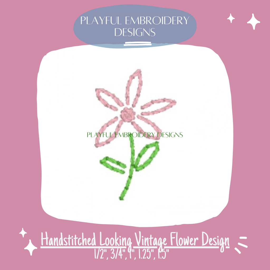 Handstitched Look Daisy Flower Machine Embroidery Design (Digital File)